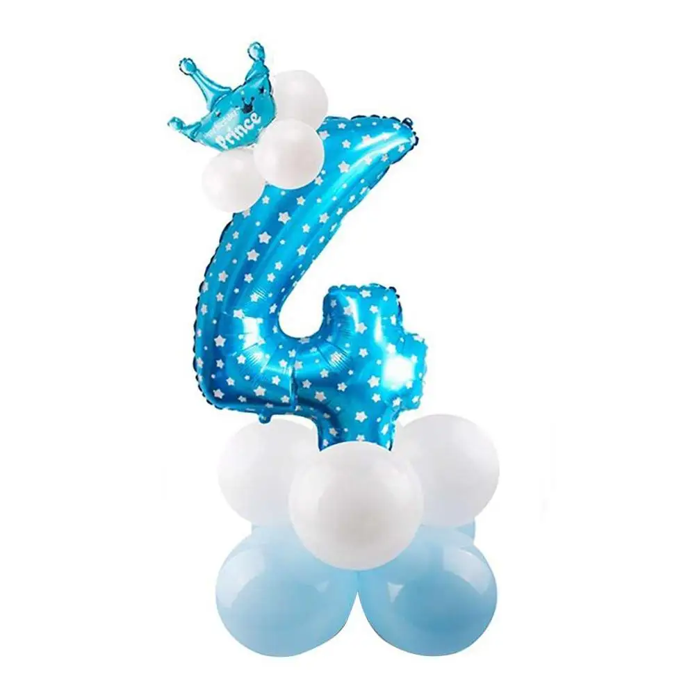 32 дюймов воздушные шары в форме цифр игрушки Дети с днем рождения тематический Декор мультфильм надувные вечерние шляпы колонна подарок игрушки для детей - Цвет: blue 4