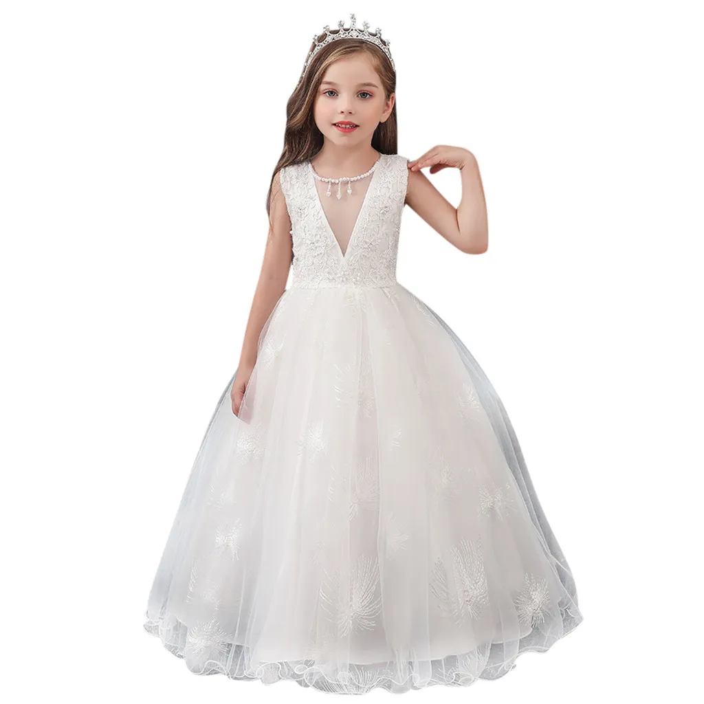Платье для маленьких девочек ясельного возраста, для детей девочек без рукавов, кружевное платье принцессы, праздничное платье Косплэй Одежда для девочек; платье для малышей 1210