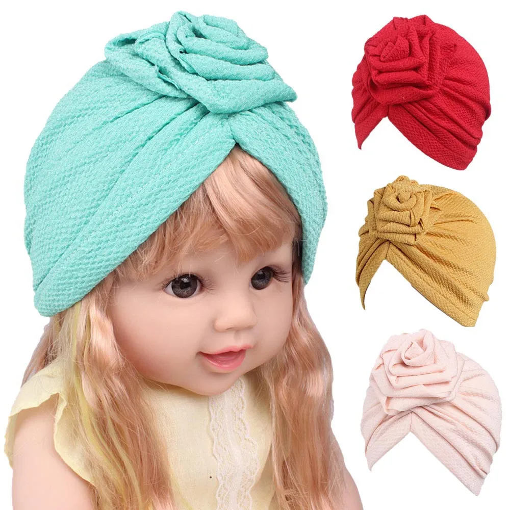  Baby Girls turban hat roses  hats Boho Hat Beanie Scarf Turban Head Wrap Cap newborn photography props knit cap beard