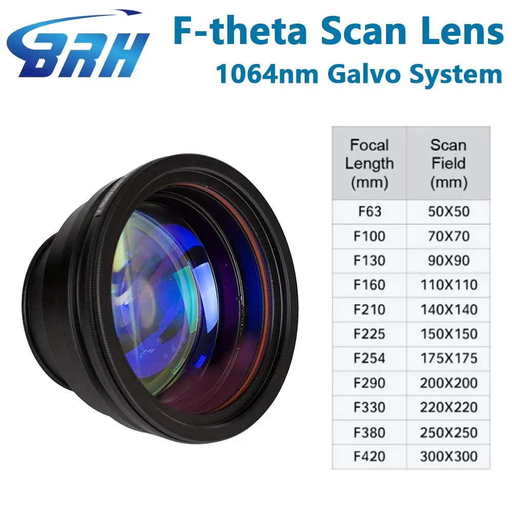 BRH F-theta Scan Lens Field 1064nm 50x50 - 300x300 F63-420mm for YAG Optical Fiber Laser Marking Machine Parts |
