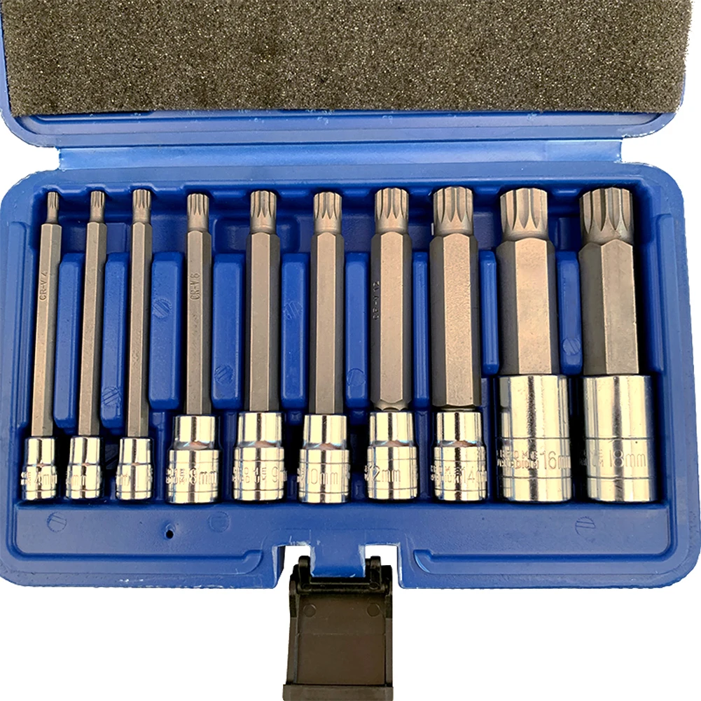 

10 Pcs Bit Sockets Pressure Batch Sleeve M Type Combination Set 1/4 3/8 1/2 Machine Repair Auto Repair Professional Tools