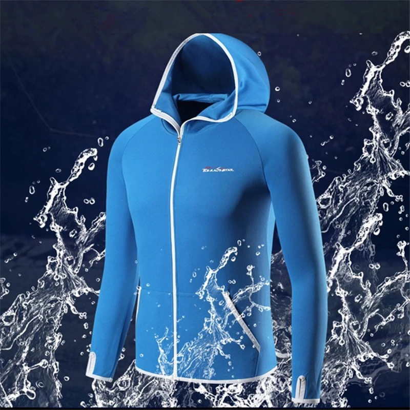 Открытый Рыбалка Костюмы с капюшоном Ice Silk, для мужчин, куртка быстросохнущее пальто Рыбалка рубашка для отдыха на природе Пеший туризм, для катания на велосипеде, для рыбалки, одежда