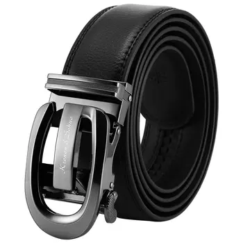 

Brand New High Quality Black Luxury Steel Auto Buckle Designer Belt Cardboard Box Package Genuine Leather Men Male Belts / KB103