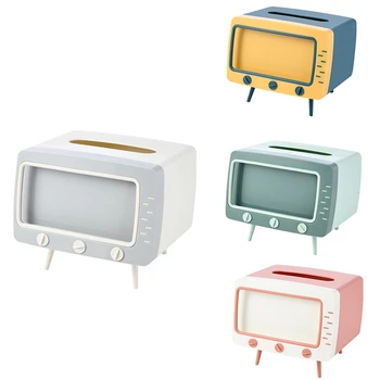 

2 in 1 Tissue Box Office Desk Box Creative Tv Appearance with Phone Stand for Car Living Room Tissue Box Holder