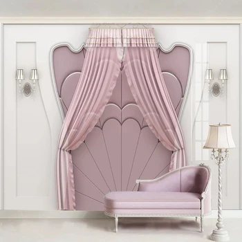 

Custom Mural Wallpaper 3D Stereo Gypsum Line European Style Carved Pink Fresco Living Room Children's Bedroom Background Fresco