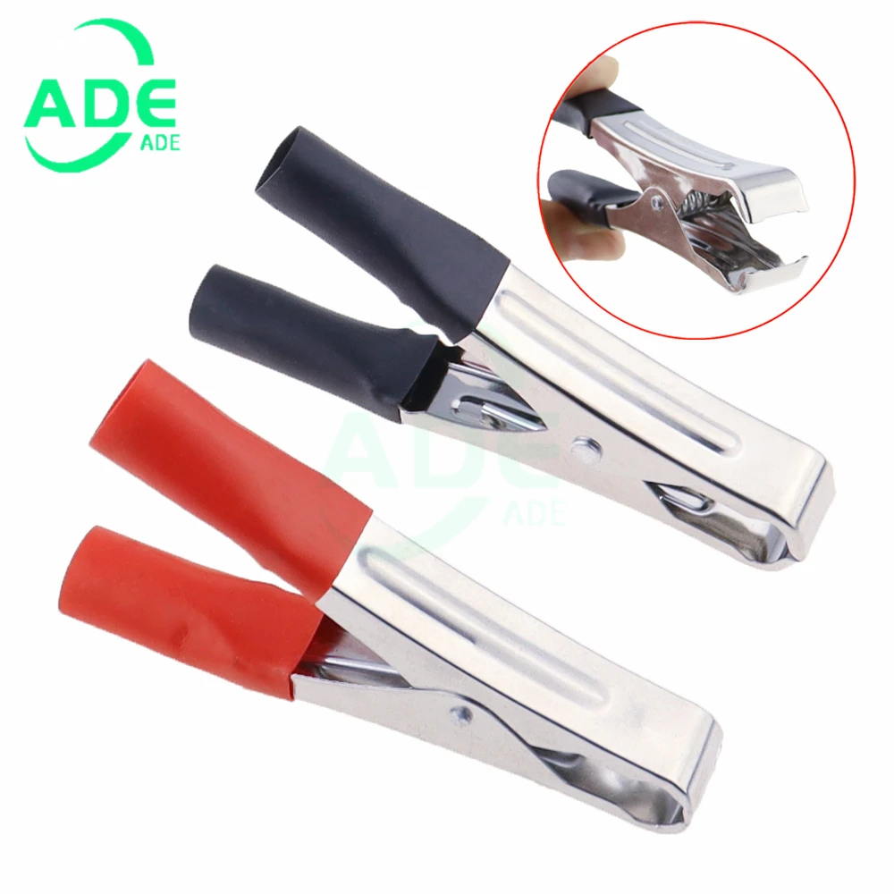 Red & Black Car Battery Test Lead Clip Crocodile Alligator Clamps 50A 100mm
