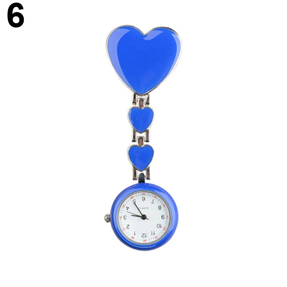 Портативный модный сплав сердце любовь кварцевые Женская Сережка-на брошь карманные часы для медсестер Fob часы