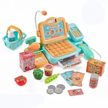 

Baby Supermarket Cash Register Toy Set Children Simulation Cash Register Girls Toys Swipe Card Scanning Across Toys for Girls