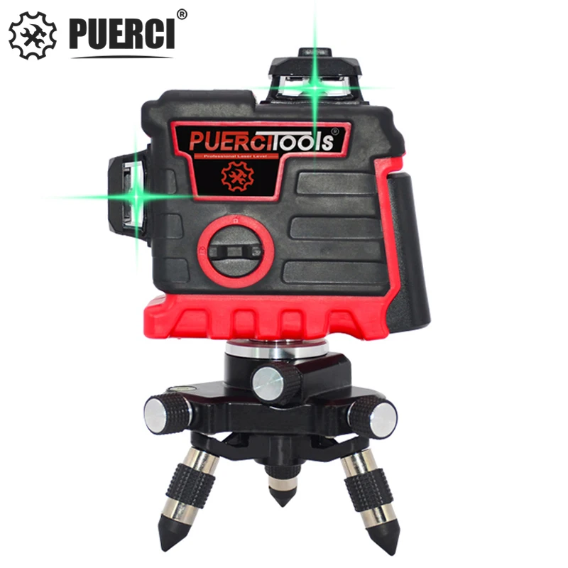 

PUERCI Laser Level 12 Lines 3D Level Self-Leveling 360 Horizontal And Vertical Cross Super Powerful Green Laser Level