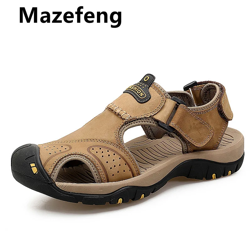 

Men Summer Sandals Genuine Leather Casual Shoes Man Roman Style Beach Sandals Brand Men Summer Shoes Big Size 39-46 Slippers