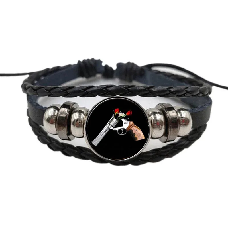 New Fashion Gun N Rose Button Bracelet Art Picture Glass Dome Bpgnr Bracelet Steampunk Band for bracelet jewelry