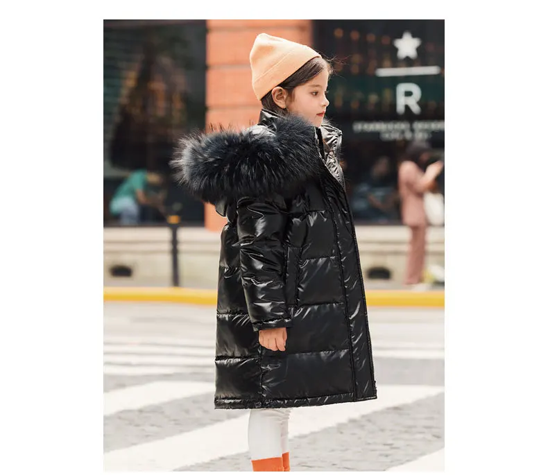Зимнее пуховик для девочки пальто модная зимняя куртка для девочки, теплые детские парка для девочки, пальто утепленная верхняя одежда с мехом для холодной зимы