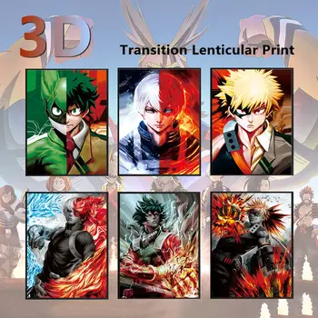 

My Hero Academia IZUKU/KATSUKI/SHOUTO 3D Poster Wall Decor Boku No Hero Academia Anime 3D Lenticular Poster 3D Print Wall Art