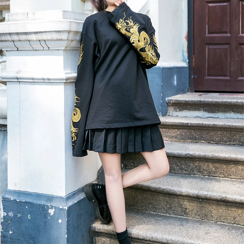  2019 Aautumn Sweatshirt Women Fashion Brand Dragon Embroidery Sweatshirt Female Casual Long Sleeve 