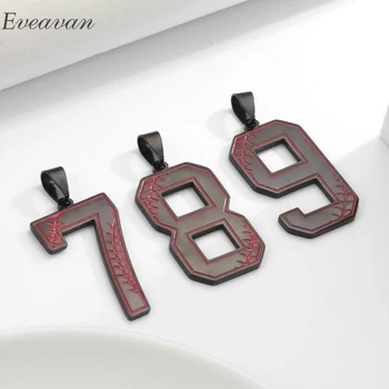 

EUEAVAN 10pcs Youth Baseball Necklace Number 0-9 Charm Pendant Casual Accessories Necklace Stainless Steel JewelryBlack Golden