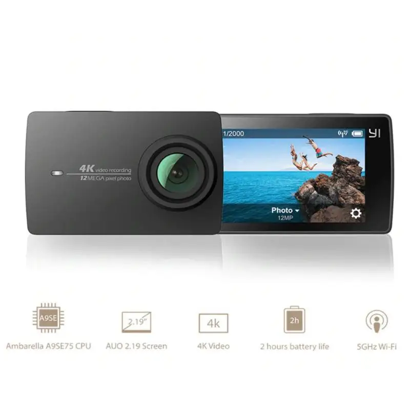  Xiaomi YI 4K Action Camera Ambarella A9SE75 Sports Mini Waterproof Camera ARM 12MP CMOS 2.19in 155 