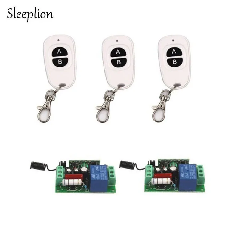 

Sleeplion AC 220V 10A 100W Relay 1CH 315MHz 433MHz Wireless 3 2-Key Smart Remote Switch Transmitter+2 Receiver