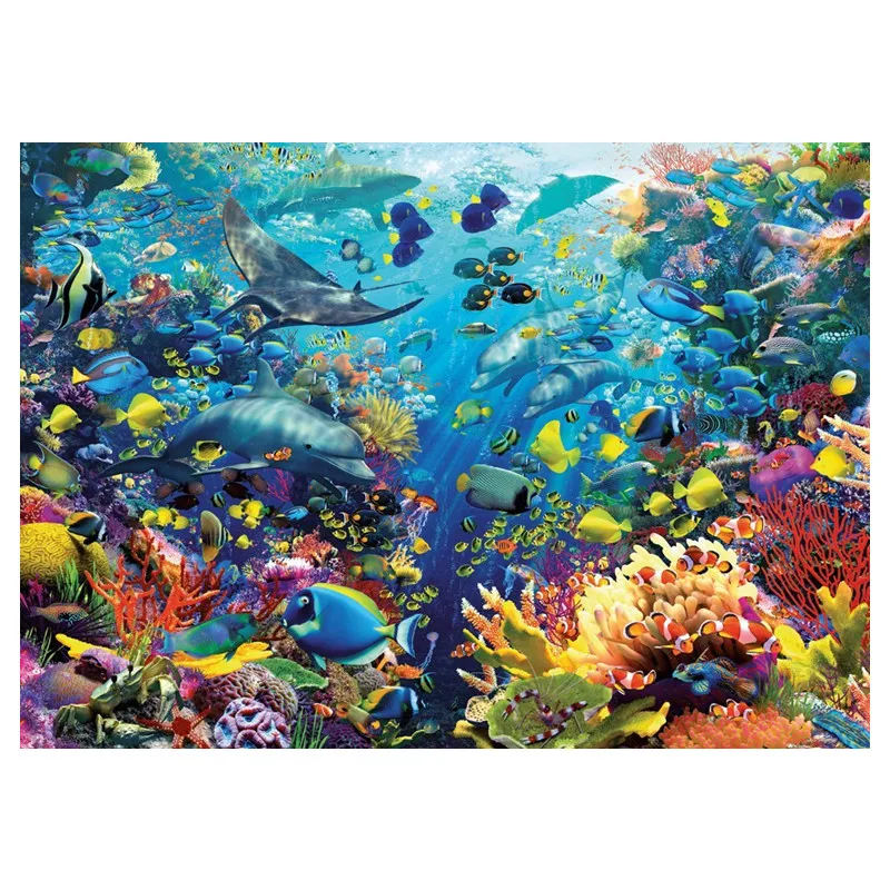 

100x73 см Рукоделие, сделай сам, Гостиная печатных вышивки крестом наборы для вышивания полный шелковая нить обои с изображением подводного мира