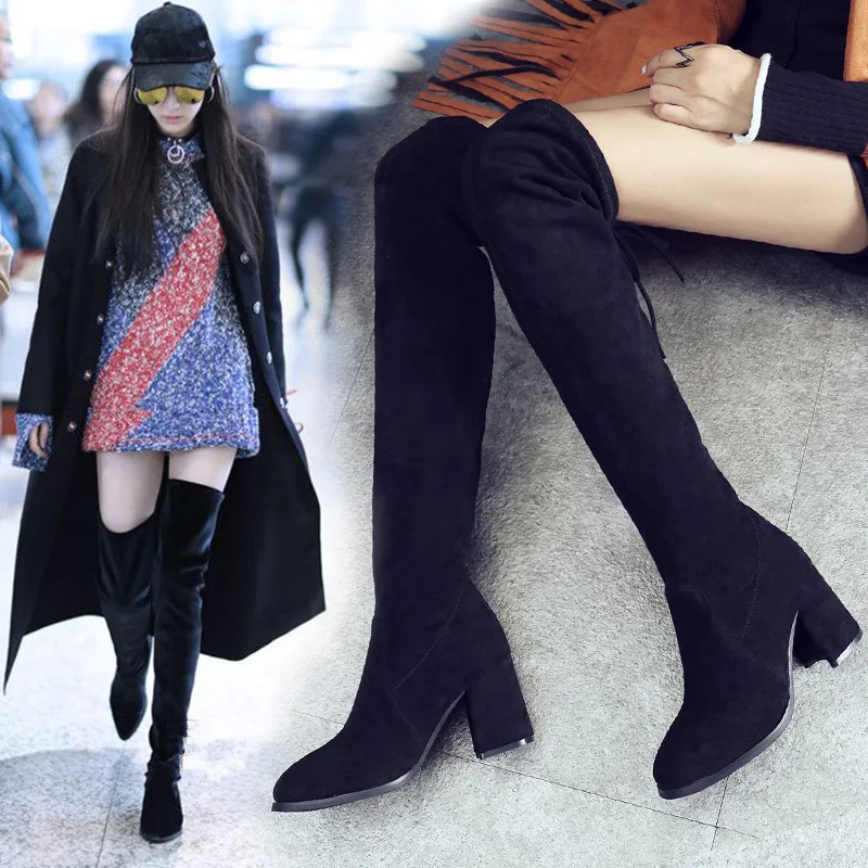 

boots women female winter boots waterproof boots women Boots 2019 Overknee Boots Woman Elastic Boots High Boots