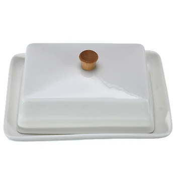 

6Inch White Sushi Dish Fruit Cheese Plates Ceramic Butter Dish Compote Cuisine Exquisite Cover Storage Box Container Holder