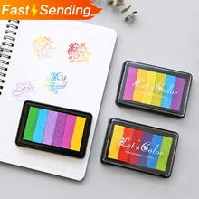 1pc creative קשת שיפוע צבעוני כרית דיו שמן מבוסס קרפט דיו סיליקון כרטיס ביצוע בול עץ נייר DIY מלאכת מתנה(China)