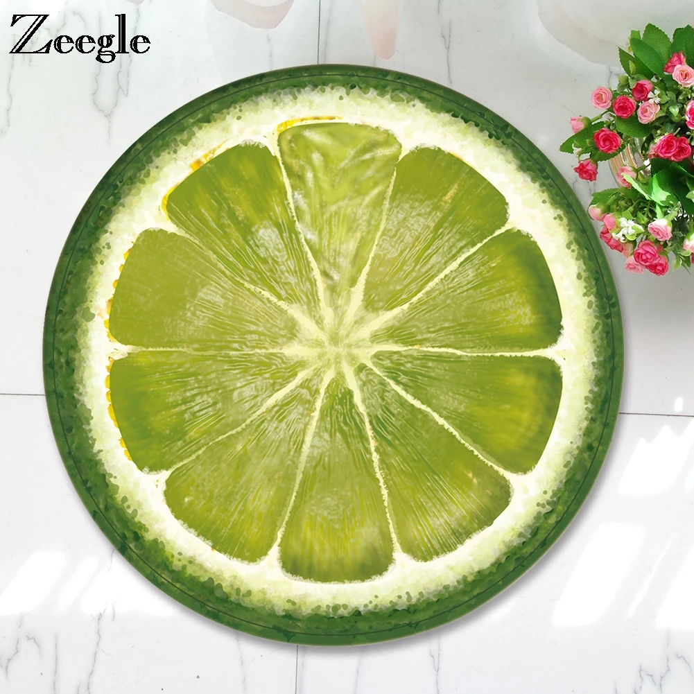 Zeegle круглые ковры с фруктовым принтом для гостиной, противоскользящие ковры для детей, коврики для компьютерного стула, детские коврики для спальни