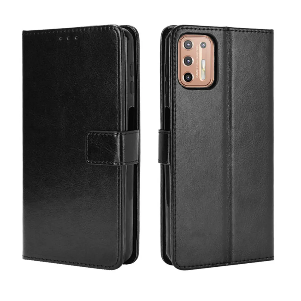 Luxury Flip PU Leather Wallet Case with Card Slots and Lanyard Stand in Black