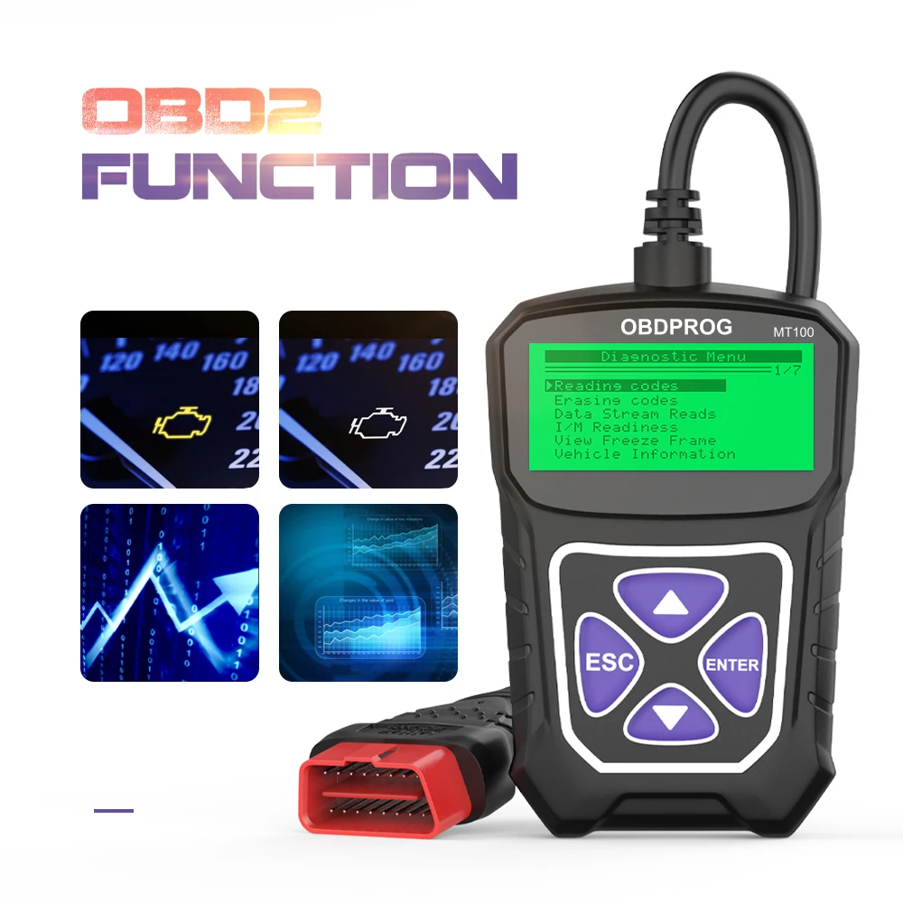 Obdprog Mt100 Obd2 Autószkenner Professzionális Auto Engine Analyzer Kódolvasó Odb Obd 2 Autó