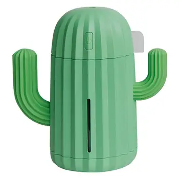 

340ml USB Ultrasonic Air Humidifier Cactus Timing Aromatherapy Essential Oil Diffuser Aroma Mist Maker Fogger w/ Light for Home