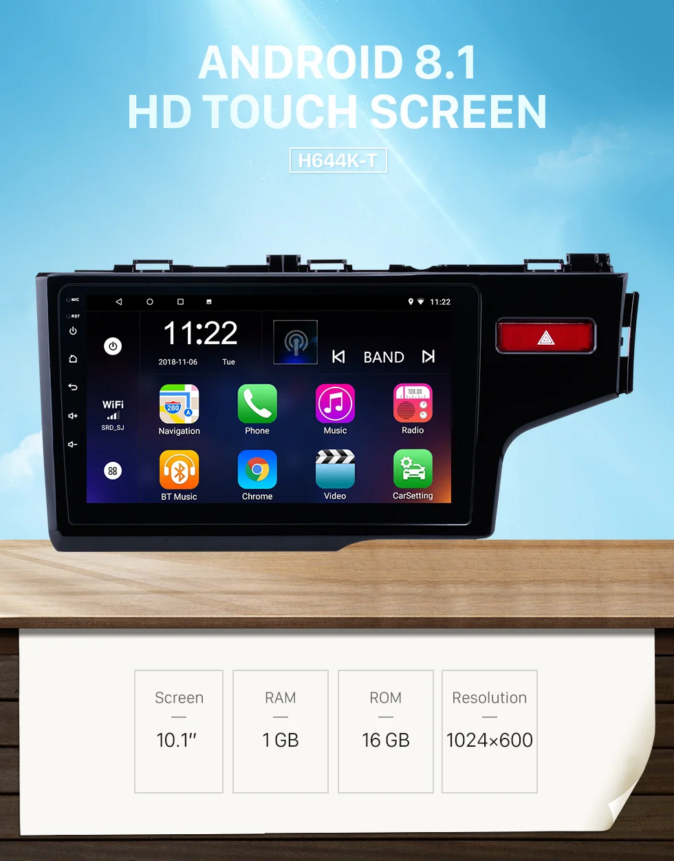 Perfect Seicane 10.1" Android 8.1/9.0 HD 1024*600 Radio Bluetooth GPS Navi Car Stereo Unit Player for 2014 2015 HONDA JAZZ/FIT (RHD) 0