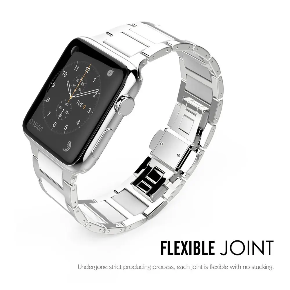 Роскошный ремешок из нержавеющей стали для Apple Watch band 42 мм 38 мм 44 мм 40 мм браслет pulseira ремешок для iwatch series 4 3 2 1