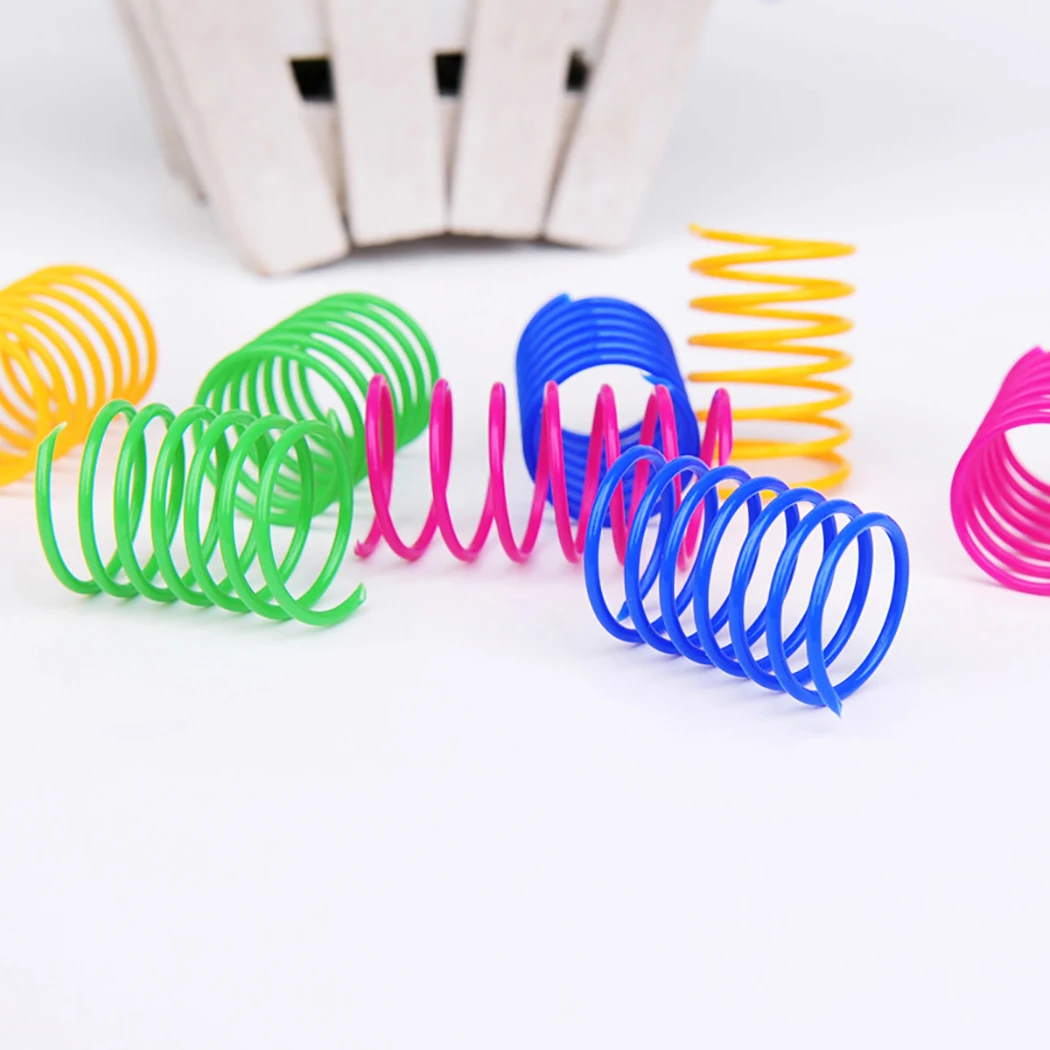 20Pcs Cat Spring Toy Plastic Colorful Coil Spiral Springs Pet Action Wide Durable Interactive Toy Flexible Cat Coil Toy Pet Tool