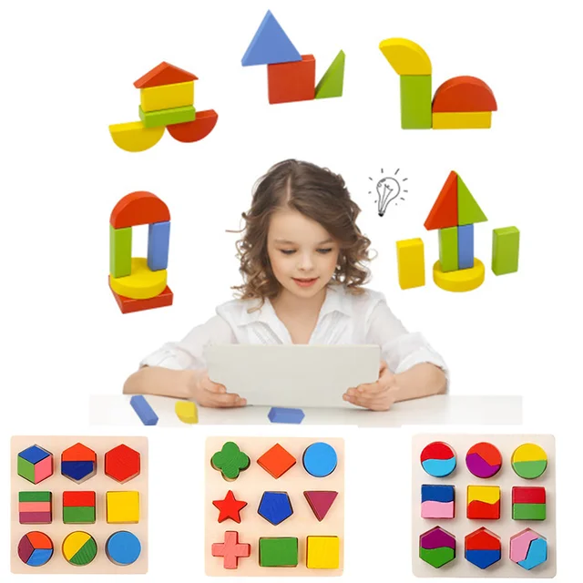 Sale Geometric Shape and Color Matching Toys Wooden 3D Puzzles Baby Montessori Early Educational Learning Toy for Children 1