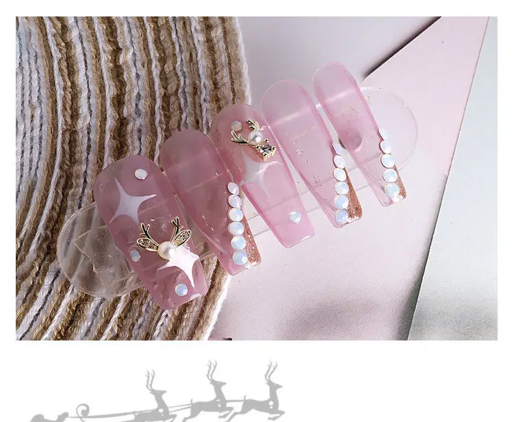 10 teile/los Weihnachten Elch Deer Winter Zirkon Kristalle Strass Schmuck Nail art Dekorationen Nägel Zubehör Charms Liefert – Detail 5