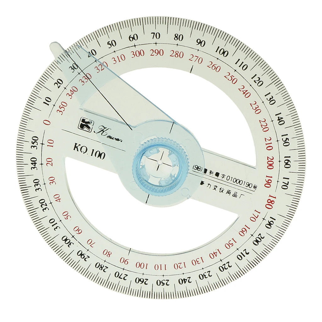 360 Degree Angle Measure 10cm Diameter Protractor Oscillating Arm for School Office