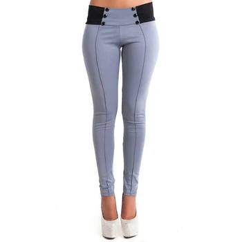

Fashion Autumn Elastic Waist Skinny Pants Leggings Women Solid Pencil Pants Black White Grey Stretch Pants Trousers