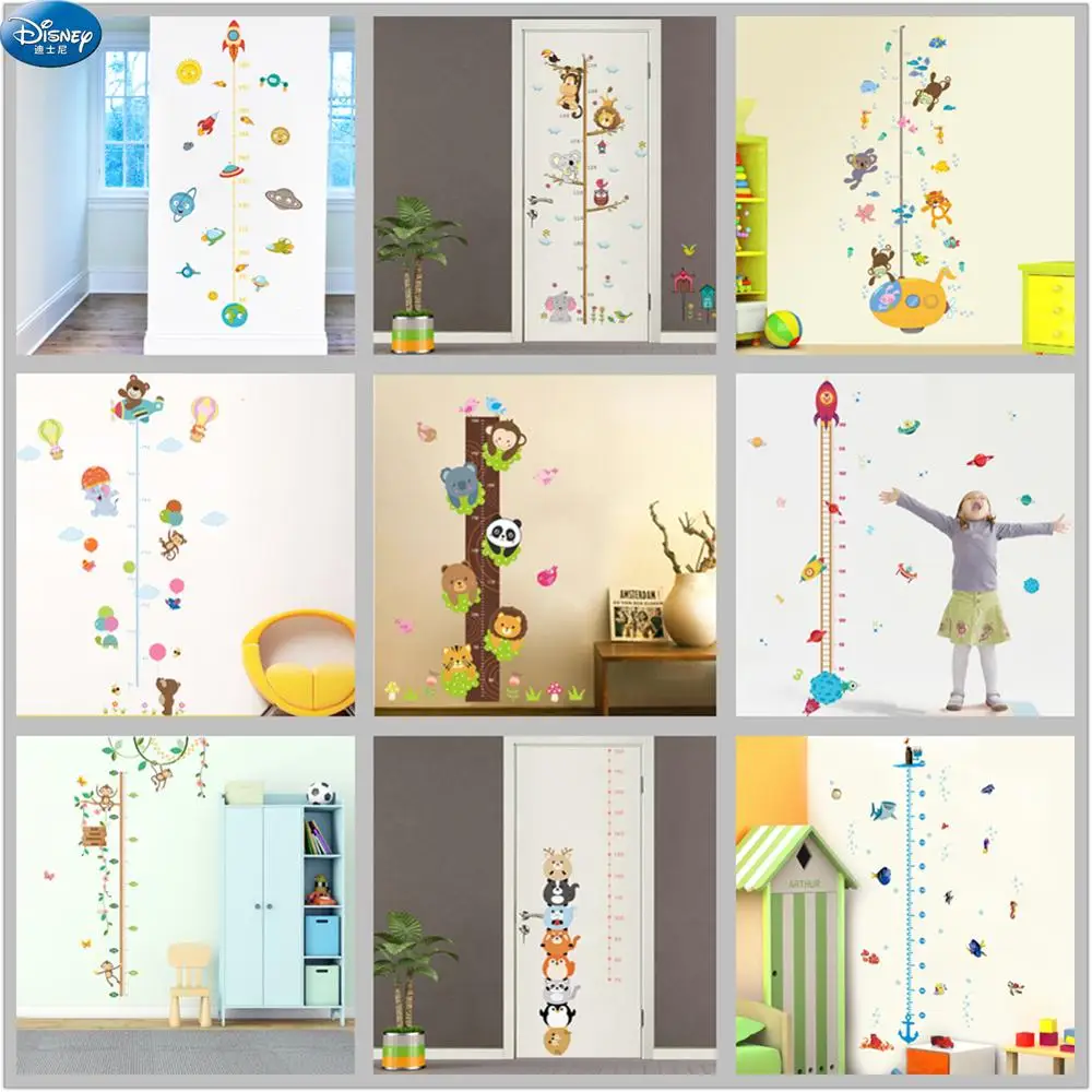 Cartoon Height Measure Wall Sticker for Kids Rooms Child Growth Ruler