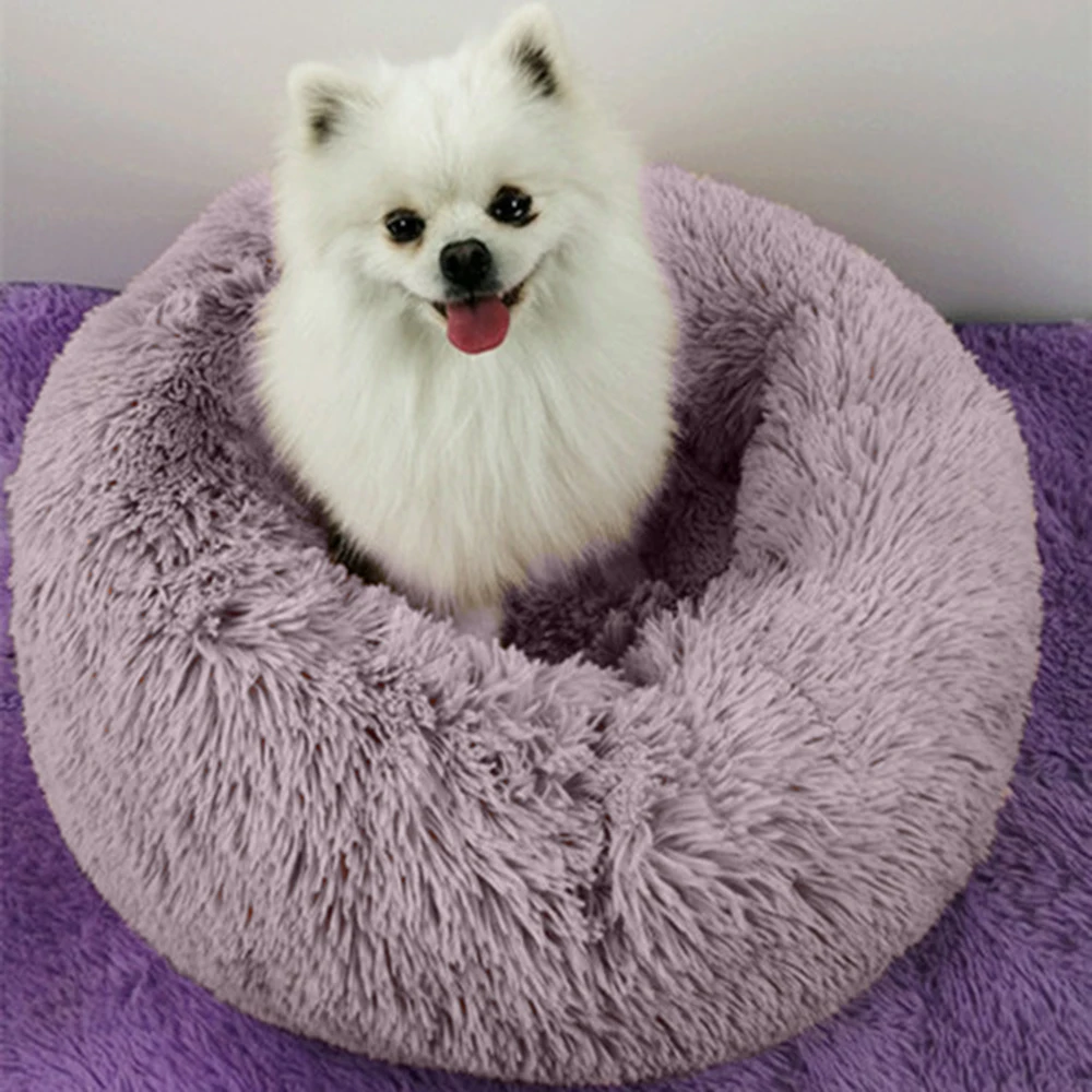 

Soft Plush Round Pet Bed Cat Calming House Nest Bed for Small Dogs Self Warming Winter Warm Pet Dog Sleeping Bed Puppy Mat