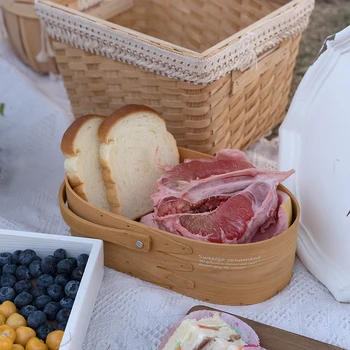 

SWEETGO Japanese baskets French style fruit basket storage Picnic Basket kitchen tableware home decoration gift box