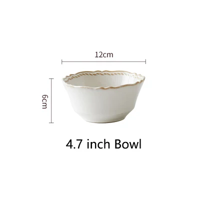 4.7 inch Bowl Ретро тиснение костяного фарфора обеденные тарелки в форме цветка свадебное белое зарядное устройство чашки-тарелки и тарелки наборы кухонных принадлежностей - Цвет: 4.7 inch Bowl