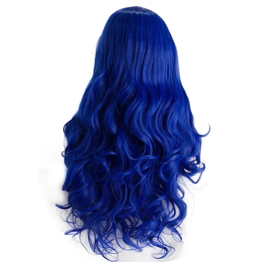 Cor-de-rosa da Hortelã Dianteira do Laço da Onda do Corpo Longo com Linha Peruca Sintética Verde Azul Escuro Neon Fina Natural 12 corpo com linha de cabelo natural peruca