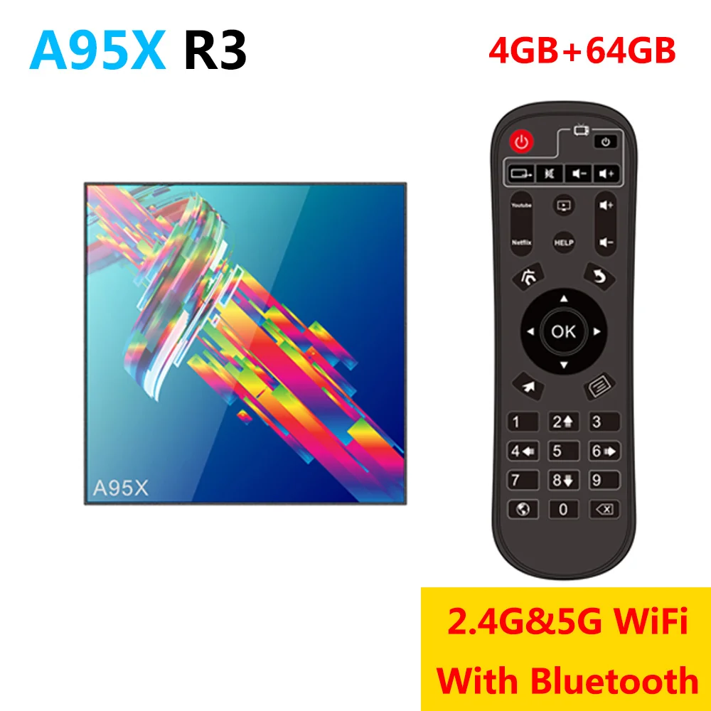 only 4GB 64GB TV box A95X R3 Smart tv Box Android 9,0 4 Гб ОЗУ 32 Гб 64 Гб ПЗУ 2,4G 5G WiFi Bluetooth 4,0 медиаплеер RK3318 2 Гб 16 Гб 4K HD телеприставка - Цвет: only 4GB 64GB TV box