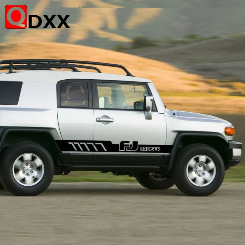 For Toyota FJ CRUISER Car Door Side Skirt Sticker Auto Body Decor Vinyl Decals Auto Accessories OFF ROAD Sport Stripes car windshield stickers