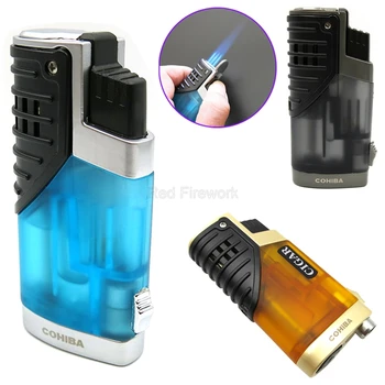 

Brand New COHIBA Lighters Classic Portable Windproof Triple 3 Flame Cigarette Cigar Fire Lighter With Cigar Punch Gift Box