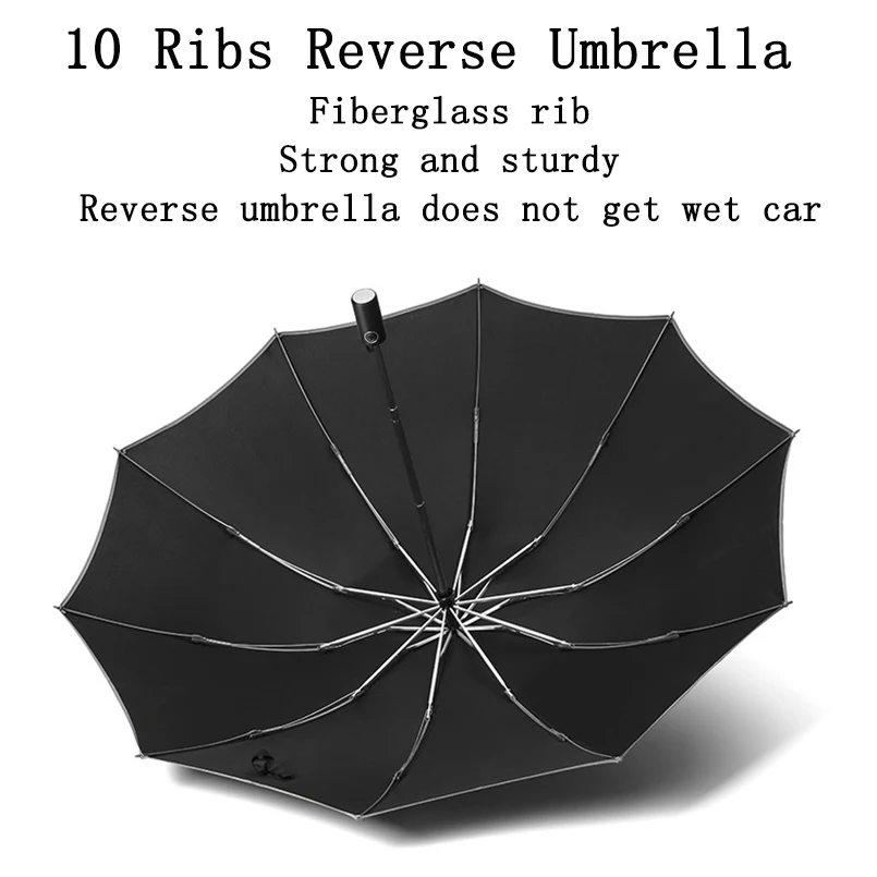 Automatic Umbrella Reverse Folding Business Umbrella Reflective Strips Windproof