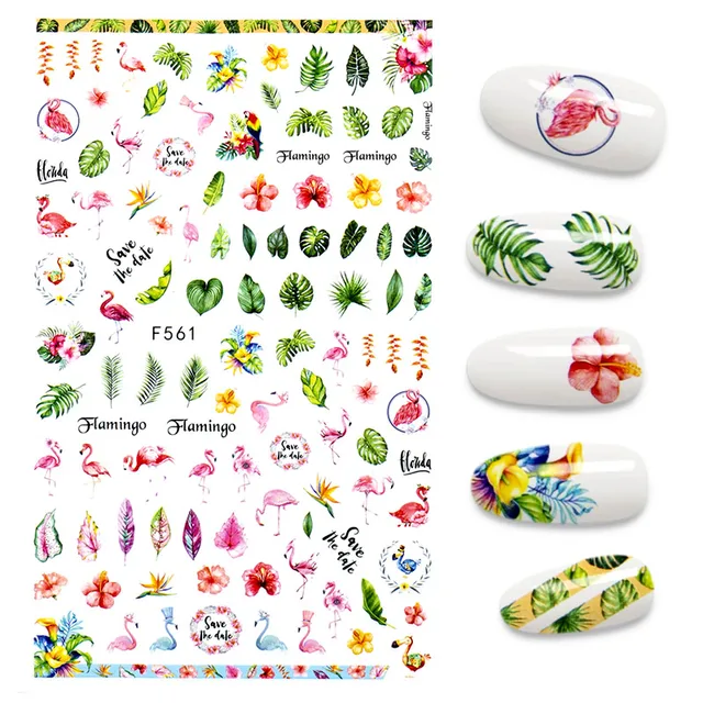 3D Nail Stickers Leaves Butterfly Panda Love Heart Design Stickers For Nails Manicure Foil Nail Art Decor pegatinas para uñas A140494
