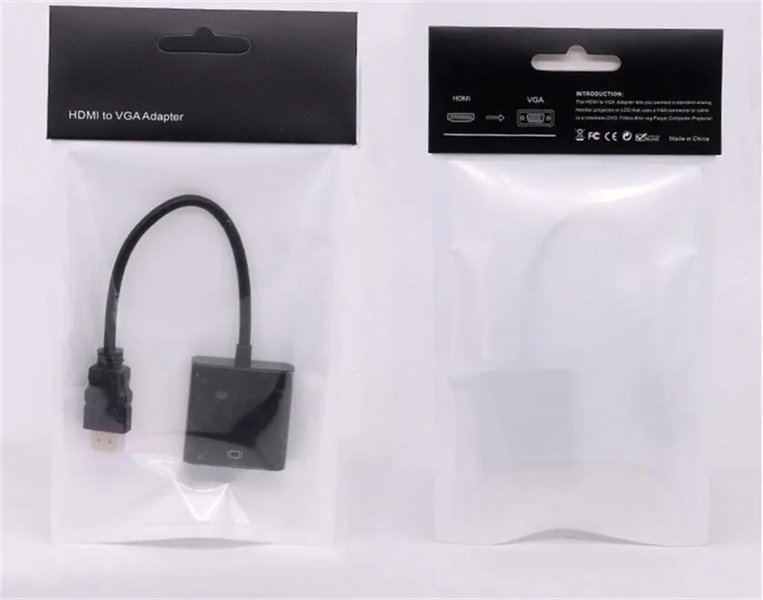 500pcs HDMI to VGA Adapter Converter HDMI Cable Support Full HD 1080P HDTV Male to VGA Female For PC Laptop 500pcs/lot