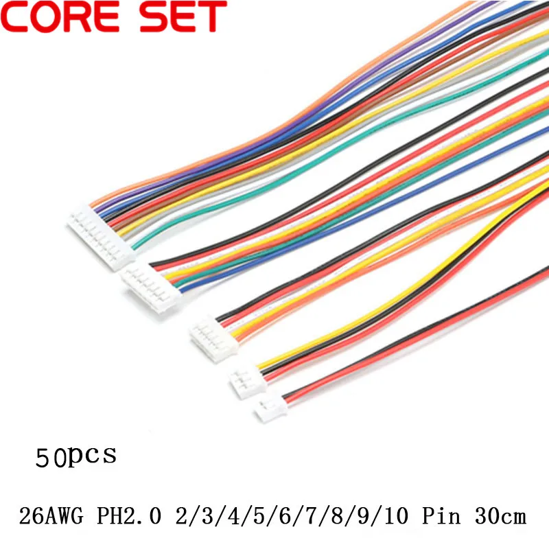 50 шт./лот JST 2,0 PH 2,0 2/3/4/5/6/7/8/9/10-штыревой разъем провода, кабели 26AWG S18 Прямая поставка