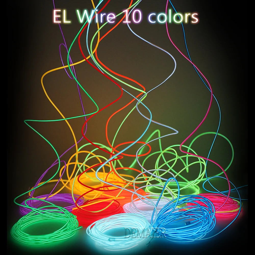 2M/3M/5 M3V Aa Controller El Wire Flessibile Neon Light Glow El Draht Seil Rohr Band Wasserdichte Led Neon Lichter Schuhe Led Strip