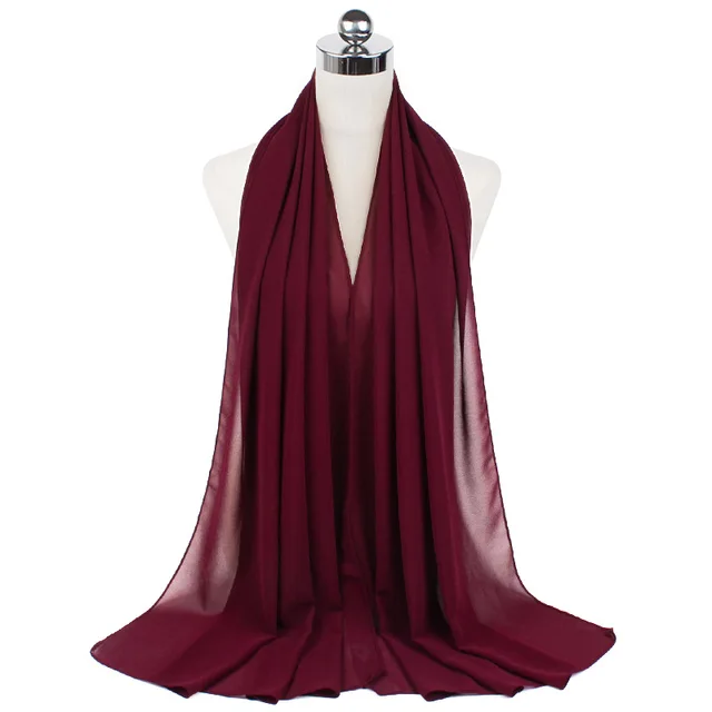 High Quality Good Stitching Stitch Plain Premium Heavy Chiffon Hijab Scarf Malaysian Women's Scarves Hijabs Long Shawl Shawls 10